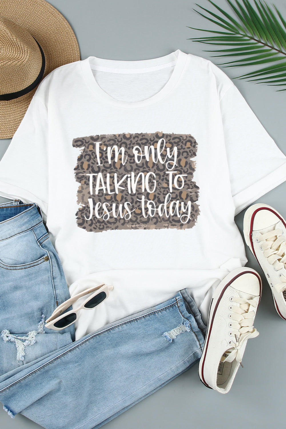 Slogan Graphic Cuffed Tee-Jewearrings