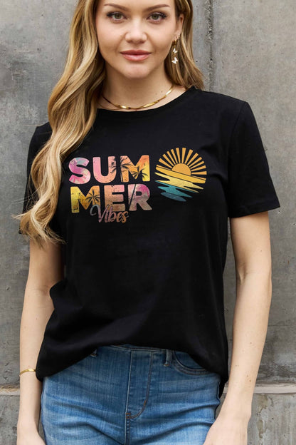 Simply Love Full Size SUMMER VIBES Graphic Cotton Tee-Jewearrings