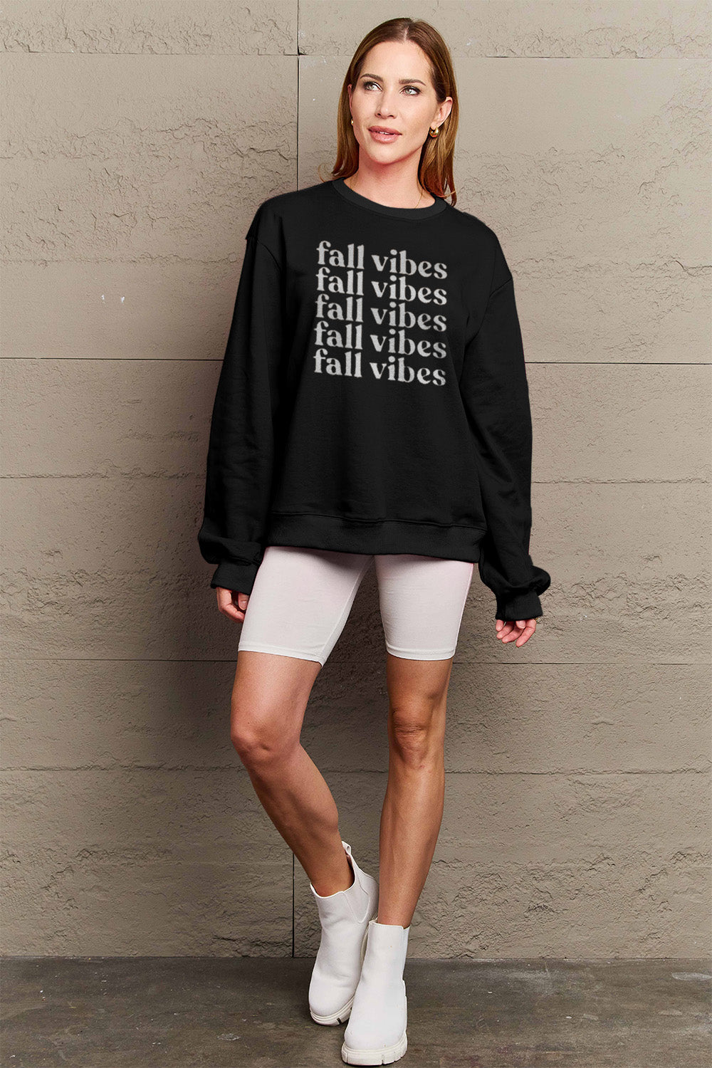 Simply Love Full Size FALL VIBES Graphic Sweatshirt-Jewearrings