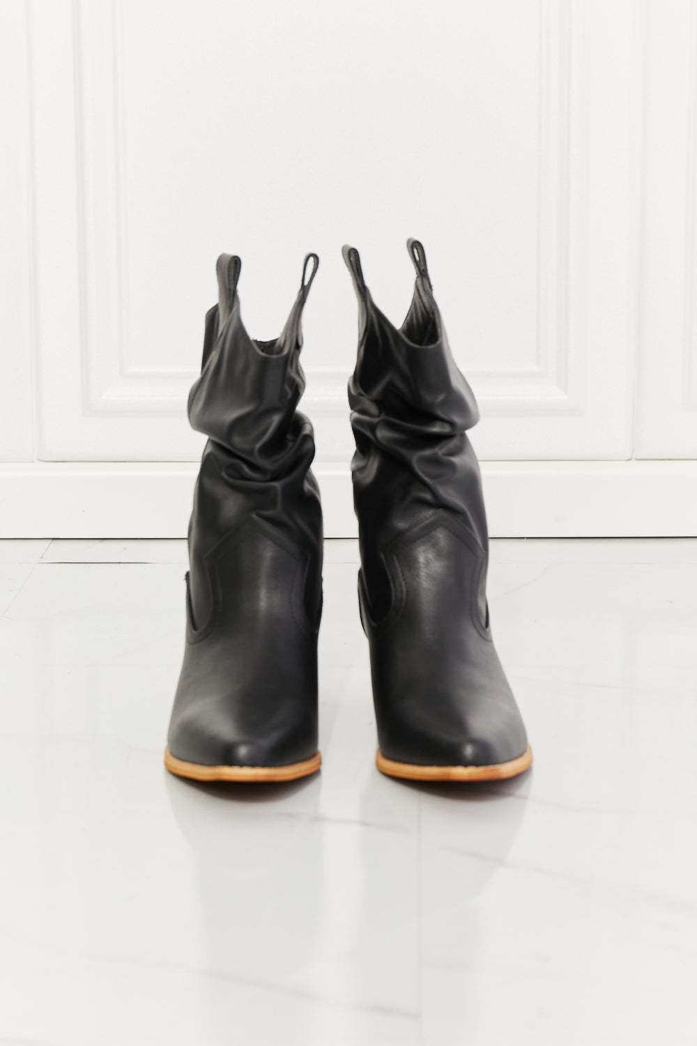 MMShoes Better in Texas Scrunch Cowboy Boots in Black-Jewearrings