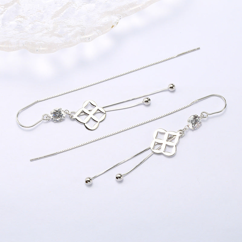 Geometric Earrings Simple Temperament Zircon Sterling Silver Earrings-Jewearrings