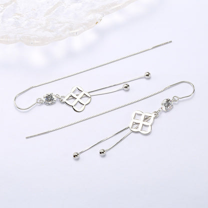 Geometric Earrings Simple Temperament Zircon Sterling Silver Earrings-Jewearrings