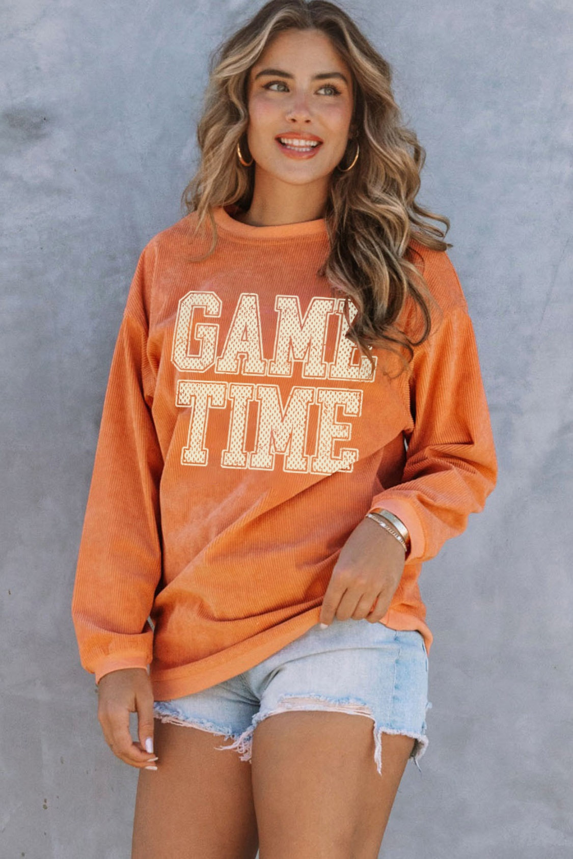 GAME TIME Round Neck Long Sleeve Sweatshirt-Jewearrings