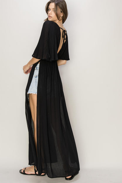 HYFVE Tie Back Maxi Split Cover Up Dress-Jewearrings