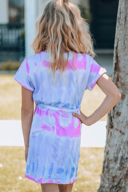 Girls Tie-Dye Belted T-Shirt Dress-Jewearrings