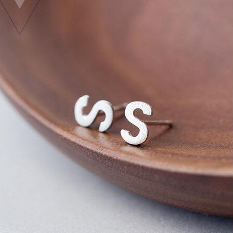 26 English Alphabet Stud Earrings Women's Copper Silver Plated-Jewearrings