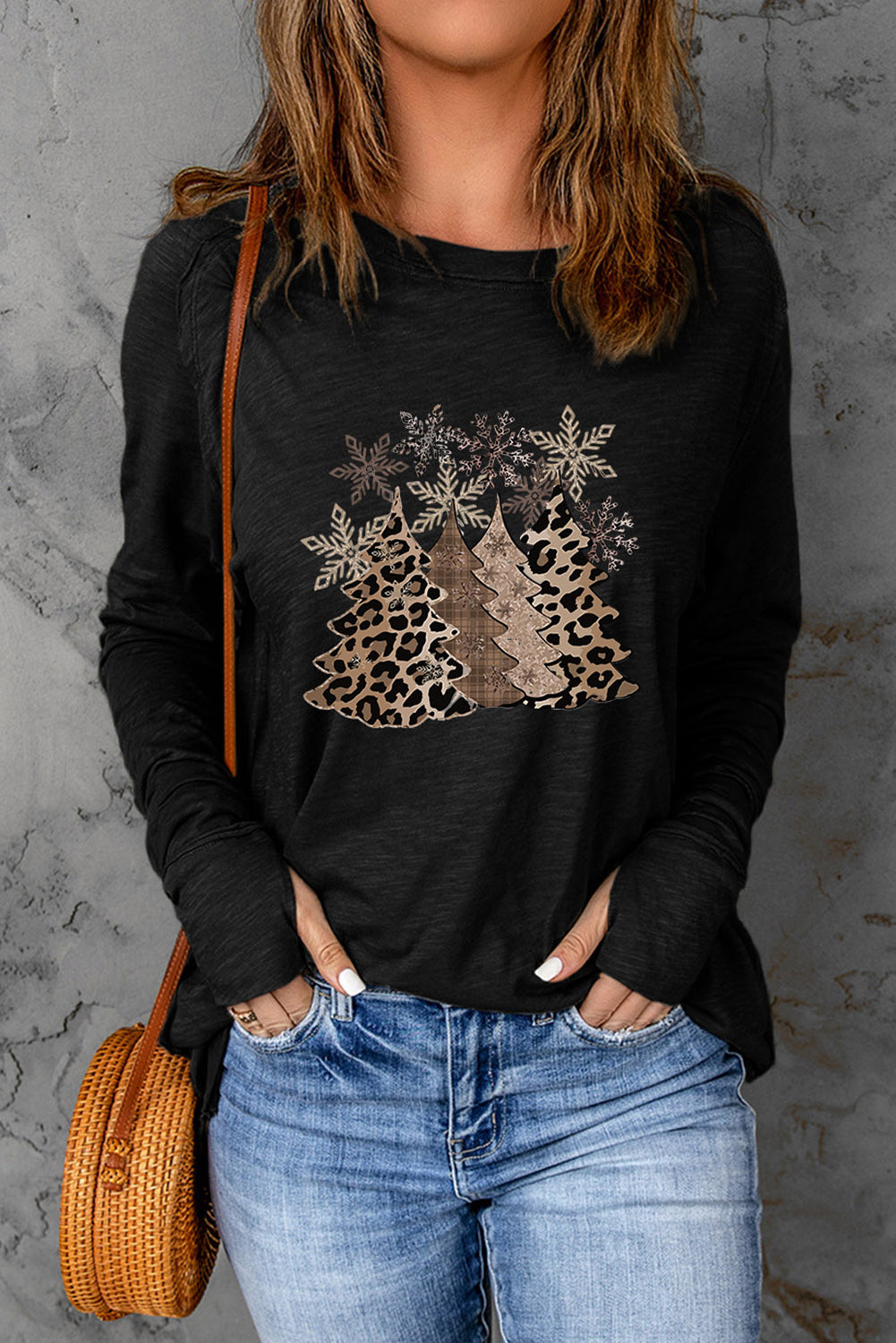 Christmas Tree Graphic Long Sleeve T-Shirt-Jewearrings