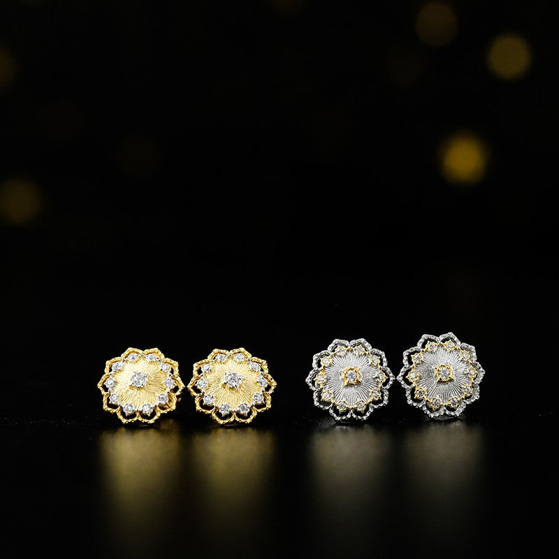 Ancient Court Sunflower Stud Earrings-Jewearrings