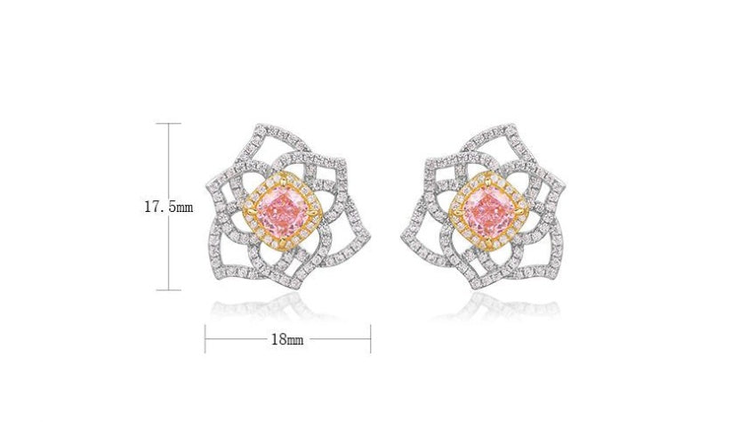 Women's S925 Silver Hexagonal Pollen High Carbon Rhinestone Gem Earrings-Jewearrings