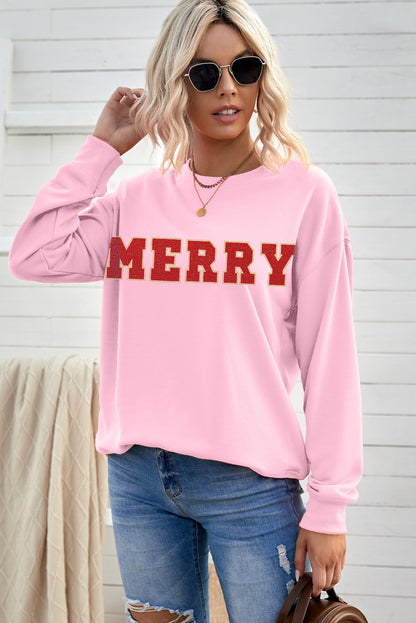 MERRY Graphic Drop Shoulder Sweatshirt-Jewearrings