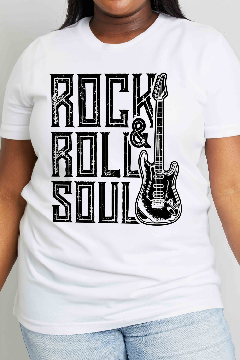 Simply Love Full Size ROCK & ROLL SOUL Graphic Cotton T-Shirt-Jewearrings