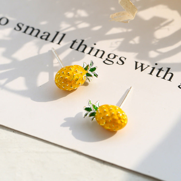 Fresh Pineapple Stud Earrings For Women Sweet Temperament-Jewearrings