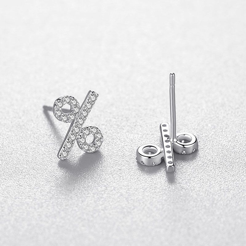 S925 Sterling Silver Percent Size Earrings-Jewearrings