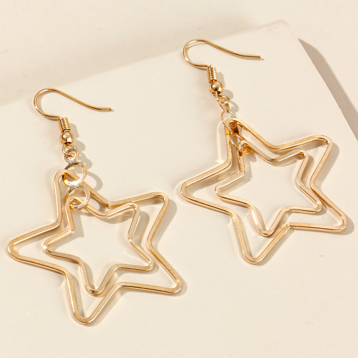 Vintage Hollow Gold Five-pointed Star Earrings WISH Cross-border New-Jewearrings