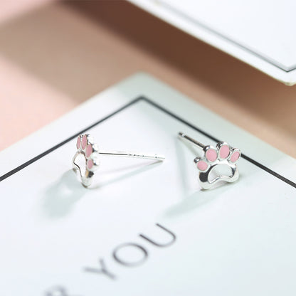 Korean Style Simple Sterling Silver Cute Cat Claw Earrings-Jewearrings