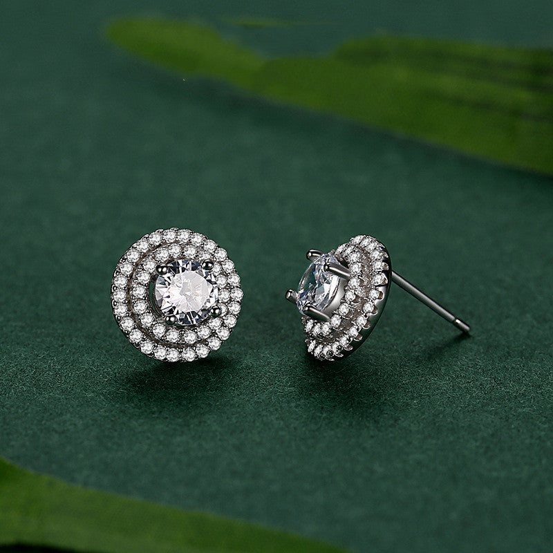 Women's Stylish Round S925 Sterling Silver Stud Earrings-Jewearrings