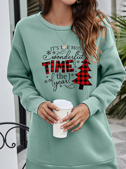 Christmas Tree Graphic Drop Shoulder Sweatshirt-Jewearrings