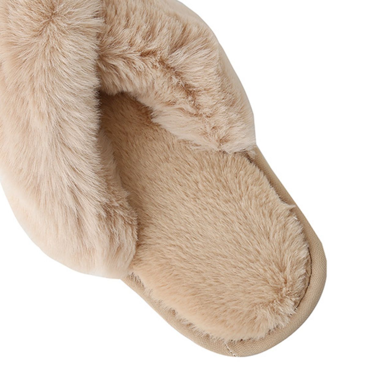 Faux Fur Crisscross Strap Slippers-Jewearrings