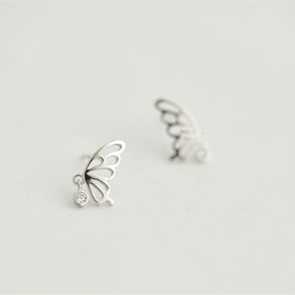 Women's Fashion Butterfly Hollow Sterling Silver Earrings-Jewearrings