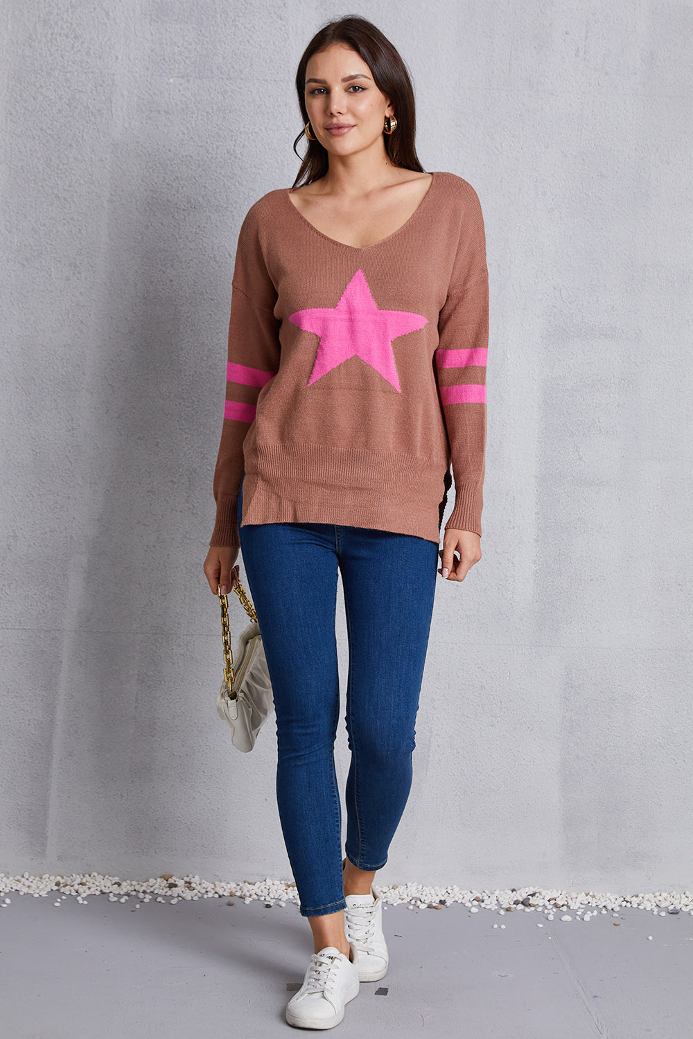 Star Scoop Neck Dropped Shoulder T-Shirt-Jewearrings