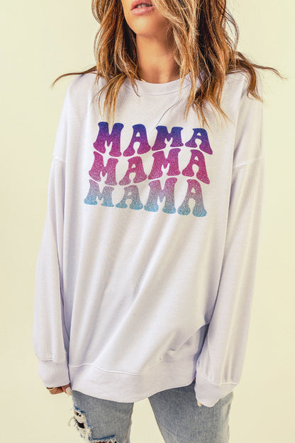 MAMA Gradient Graphic Dropped Shoulder Sweatshirt-Jewearrings