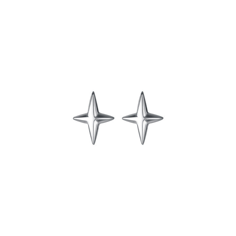 S925 Silver Simple Women's Four-corner Star Earrings-Jewearrings