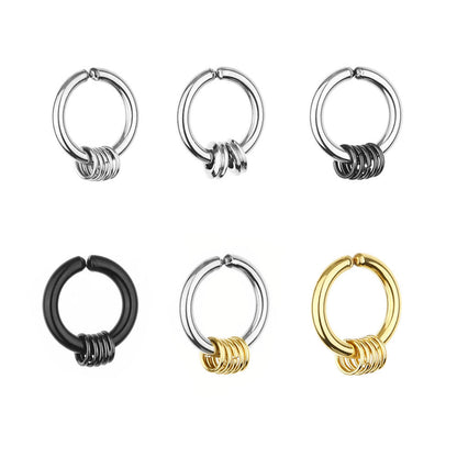 Harajuku Fashion All-match Korean Style Hip Hop Titanium Steel Men's Non-piercing Ear Clip Earring Ringstud Earring Personality Punk Women's Earrings-Jewearrings