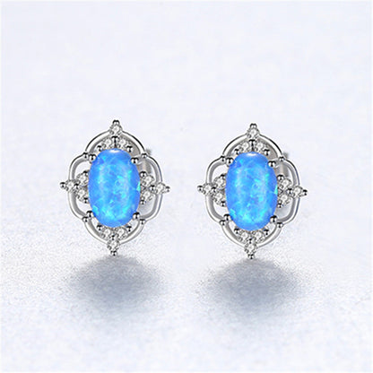 Fashion Korean Style 925 Silver Opal Earrings-Jewearrings