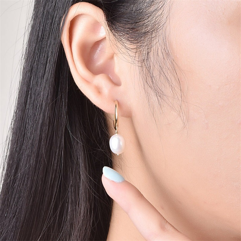 Stylish Stainless Steel Pearl Earrings-Jewearrings