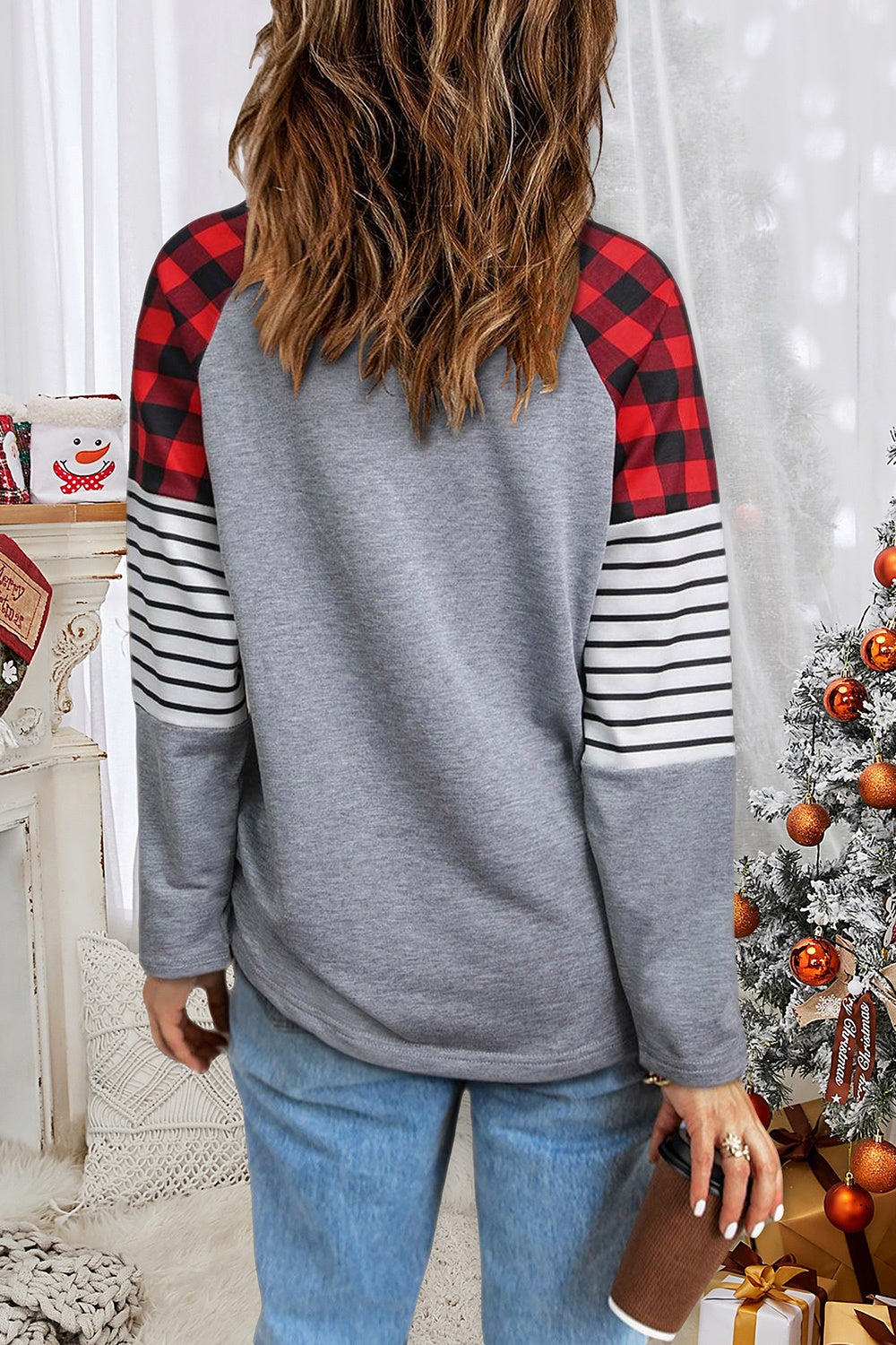 HAPPY CHRISTMAS Striped Long Sleeve T-Shirt-Jewearrings