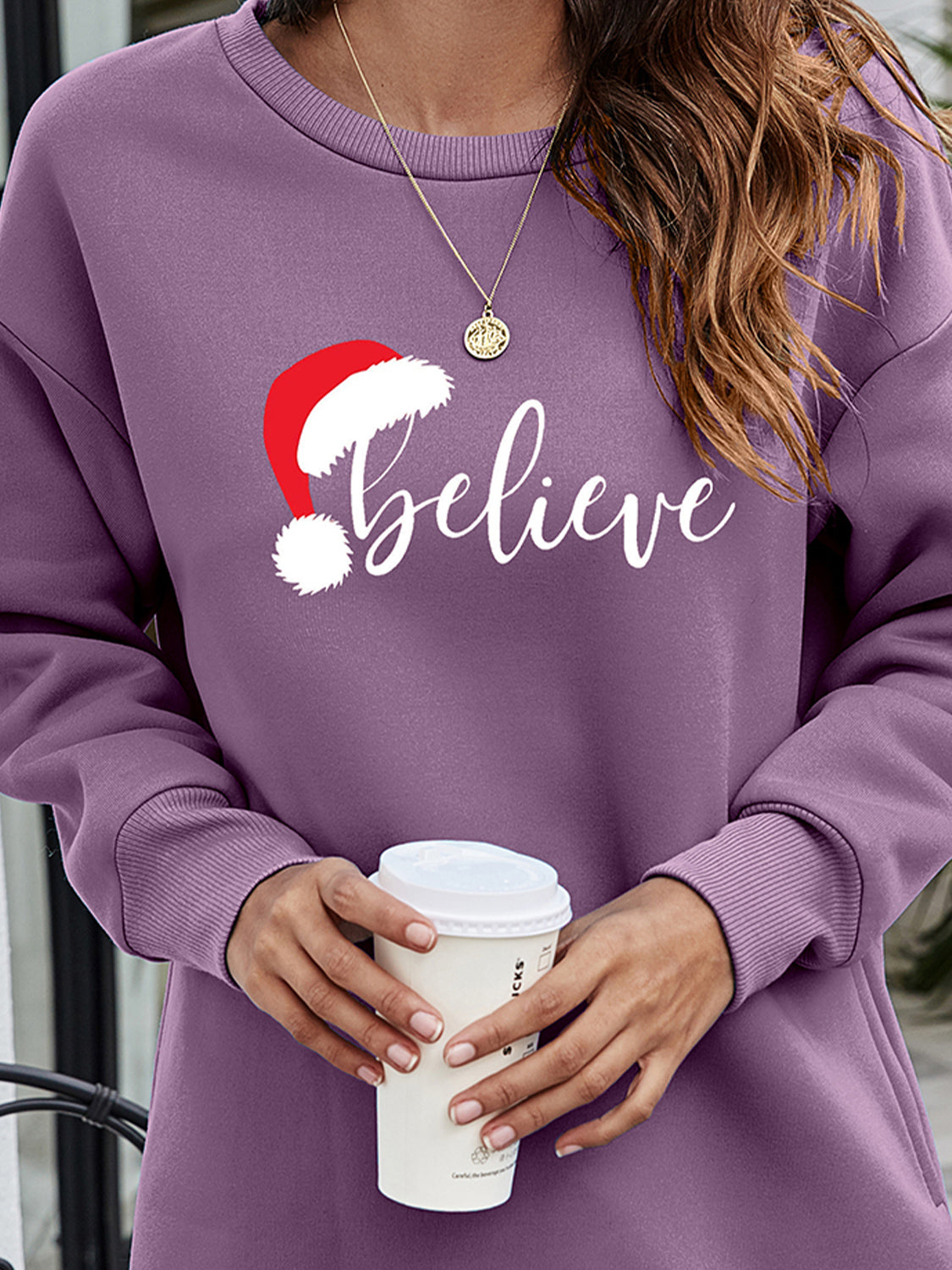 BELIEVE Graphic Tunic Sweatshirt-Jewearrings