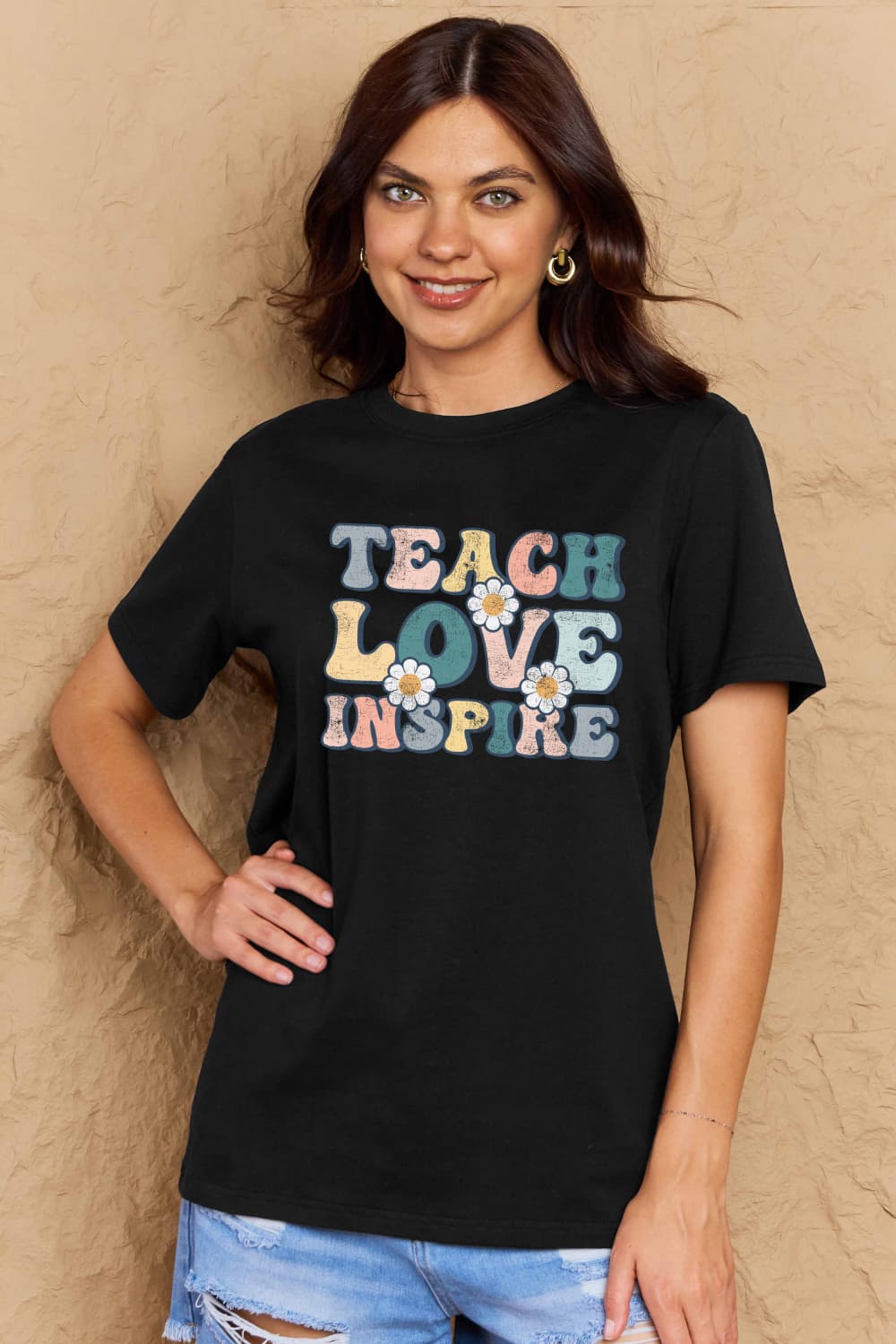 Simply Love Full Size TEACH LOVE INSPIRE Graphic Cotton T-Shirt-Jewearrings