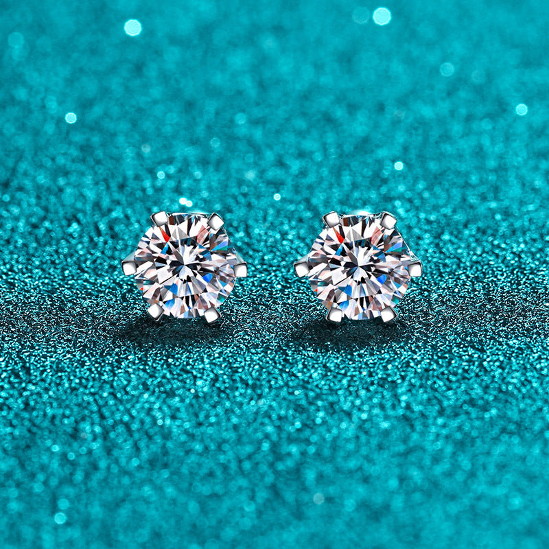 Earrings 925 Sterling Silver High-grade Six-claw Moissanite Earrings-Jewearrings