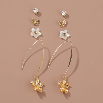 Flowers, butterflies, 4-piece set, Stud earrings-Jewearrings