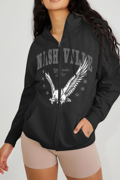 Simply Love Simply Love Full Size NASHVILLE MUSIC CITY Graphic Hoodie-Jewearrings