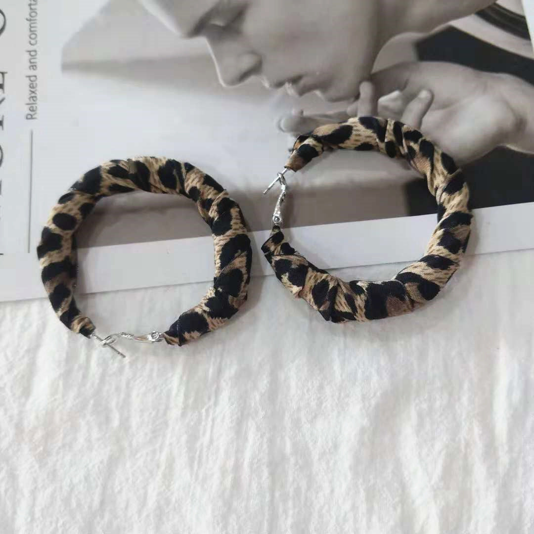 Leopard Stripe Hoop Spring And Autumn Earrings-Jewearrings