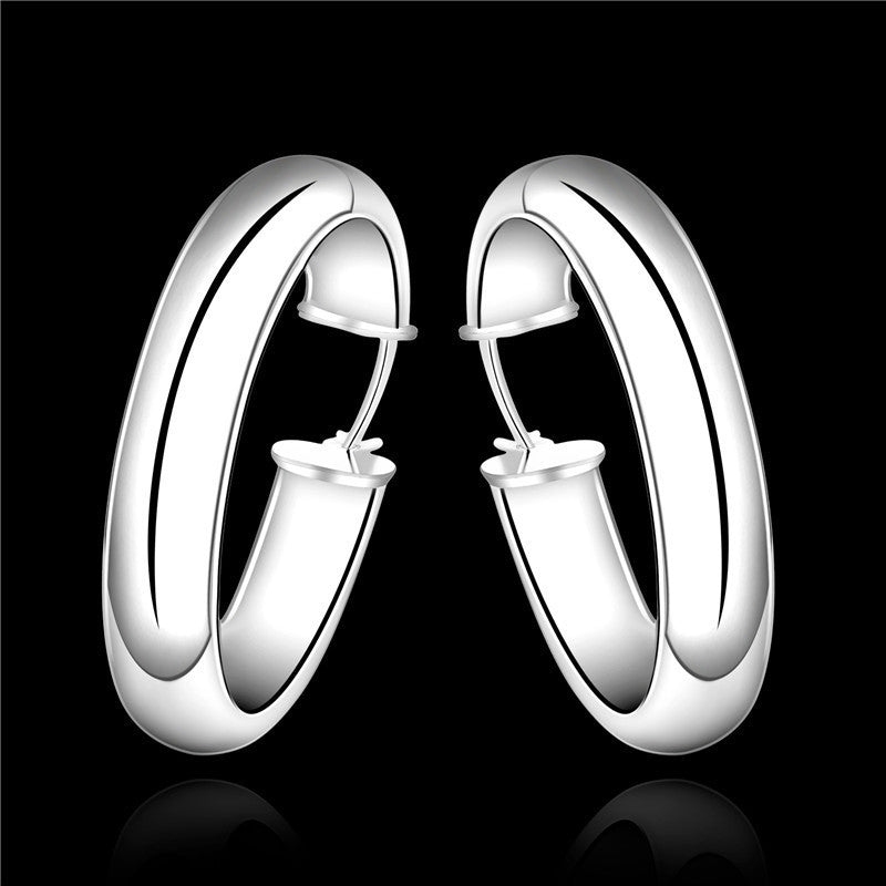 Women's Fashion Earrings Silver Plated Glossy Ear Ring-Jewearrings