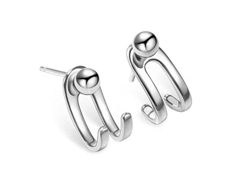 925 Silver Female Student Back Hanging Type C Earrings-Jewearrings