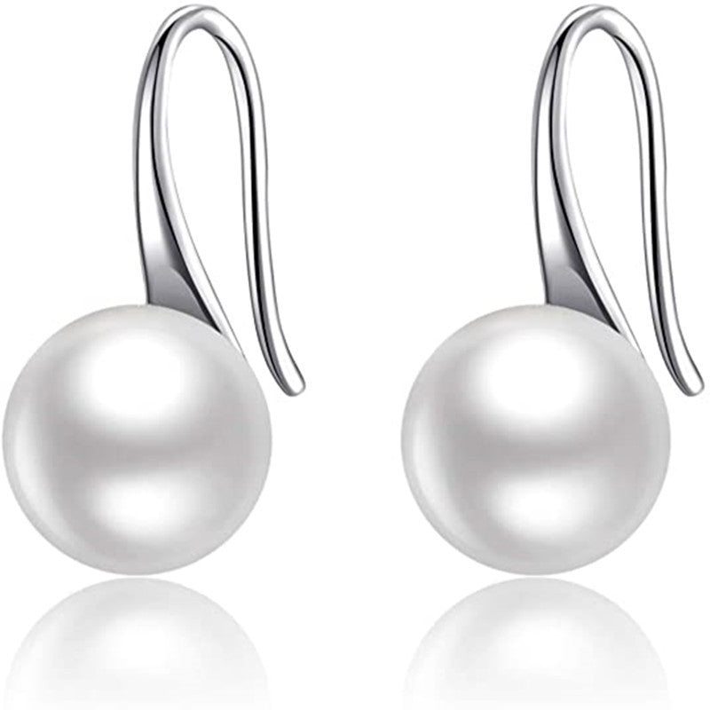 Simple 925 Silver Elegant Women's Pearl Stud Earrings-Jewearrings