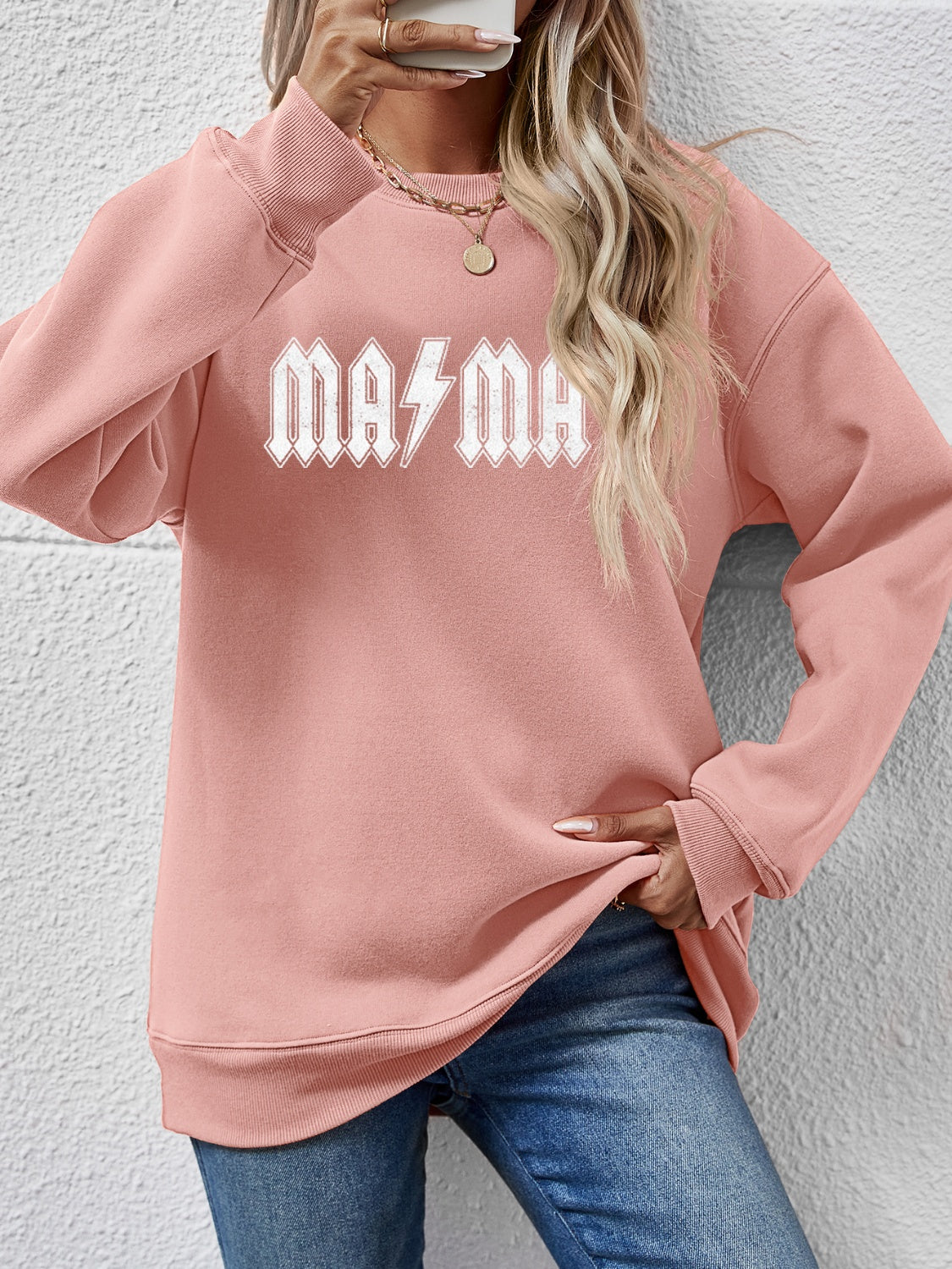 Letter Graphic Dropped Shoulder Sweatshirt-Jewearrings