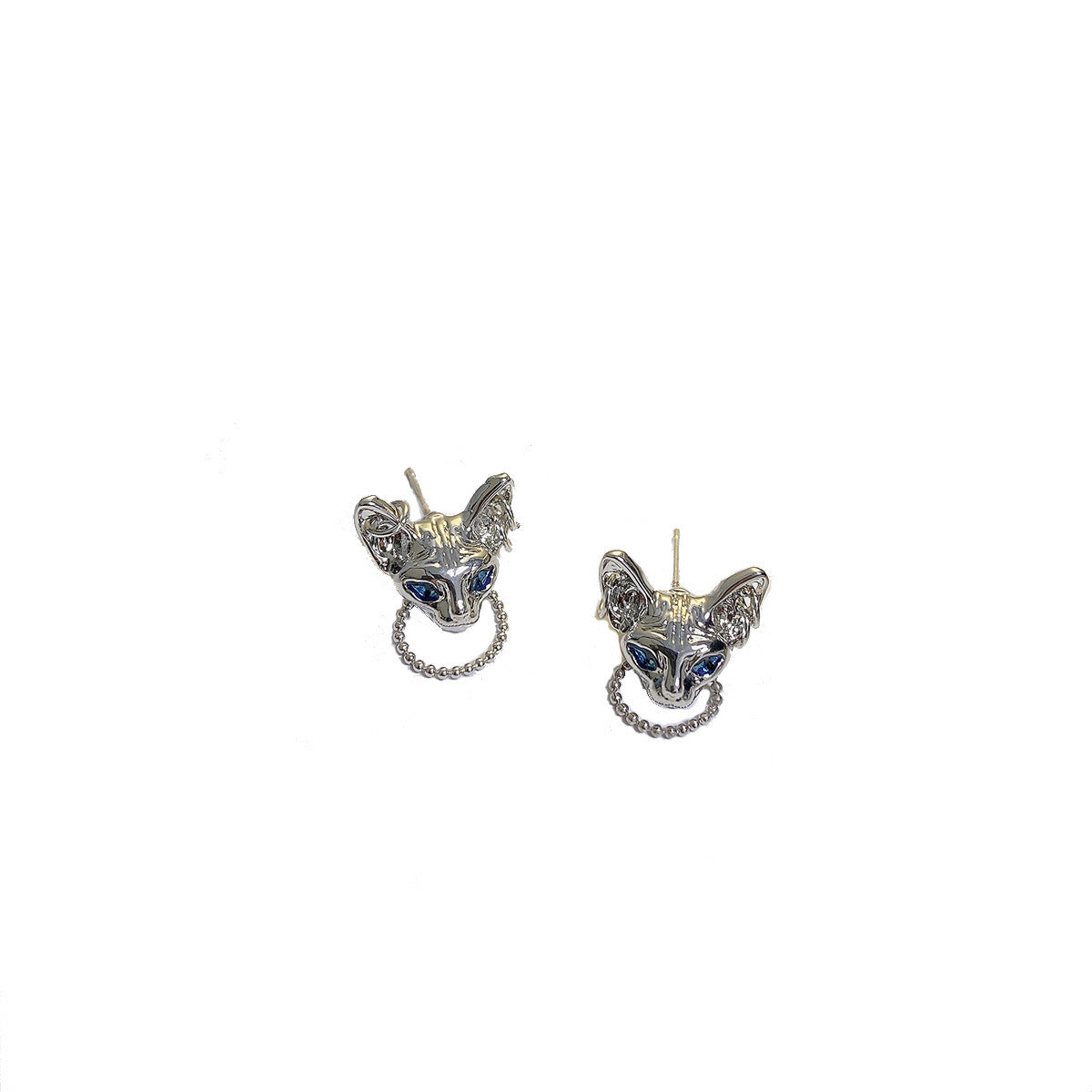 High-grade Cat Chain Stud Niche Design Earrings-Jewearrings