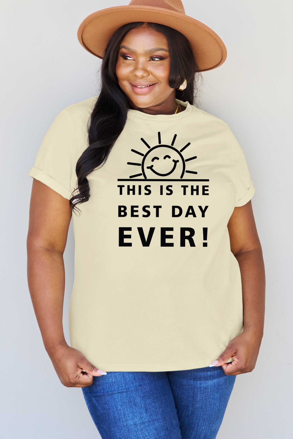 Simply Love Full Size THIS IS THE BEST DAY EVER! Graphic Cotton T-Shirt-Jewearrings