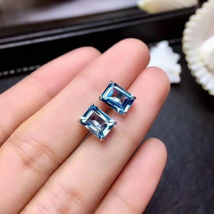 Women's 925 Plated Imitation Topaz Stud Earrings Gift-Jewearrings