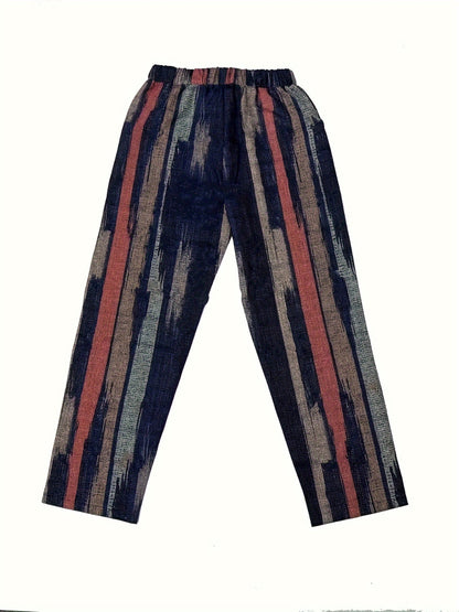 Striped Pocketed Elastic Waist Pants-Jewearrings