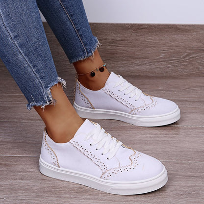 Lace-Up Suedette Flat Sneakers-Jewearrings