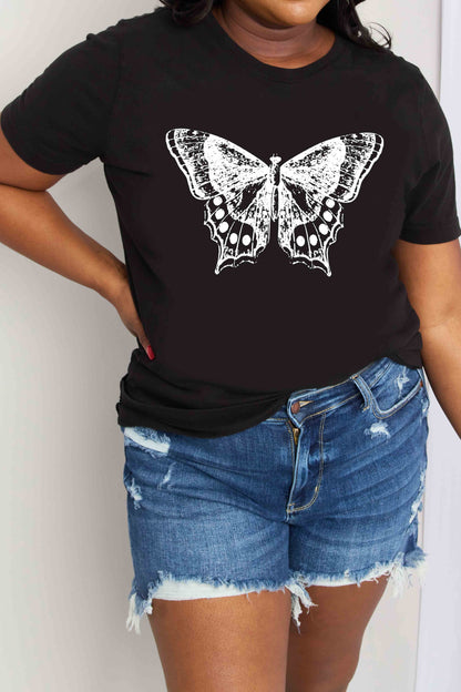 Simply Love Full Size Butterfly Graphic Cotton T-Shirt-Jewearrings