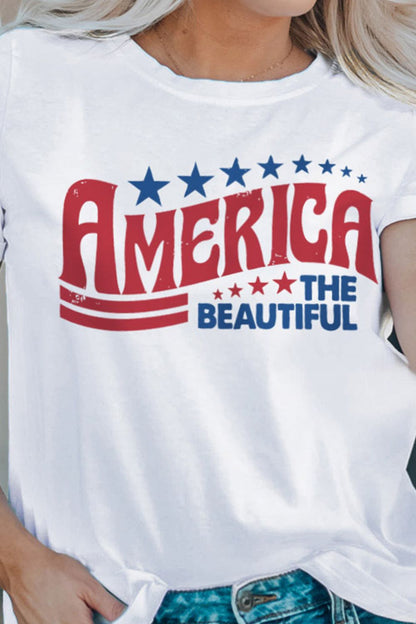 AMERICA THE BEAUTIFUL Graphic Round Neck Tee-Jewearrings