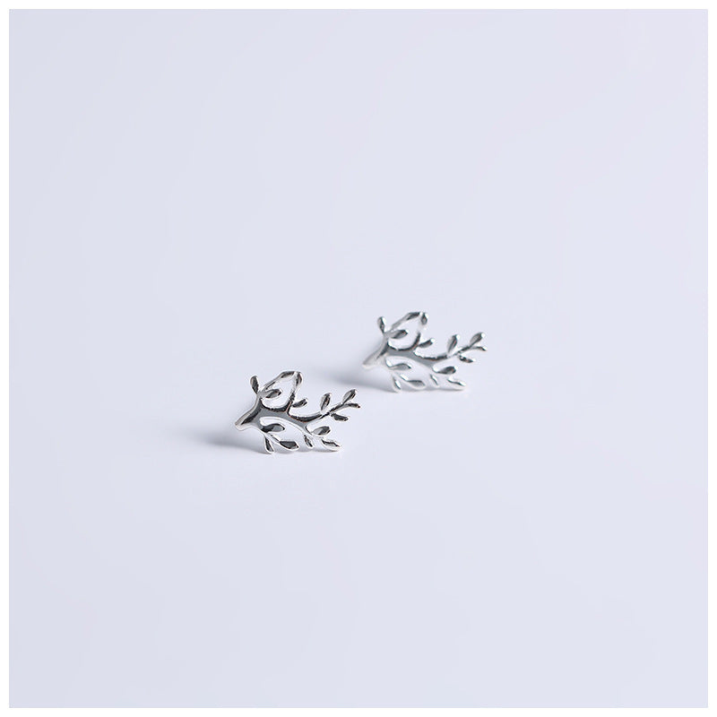 Women's Temperament Fashion Silver Tree Stud Earrings-Jewearrings