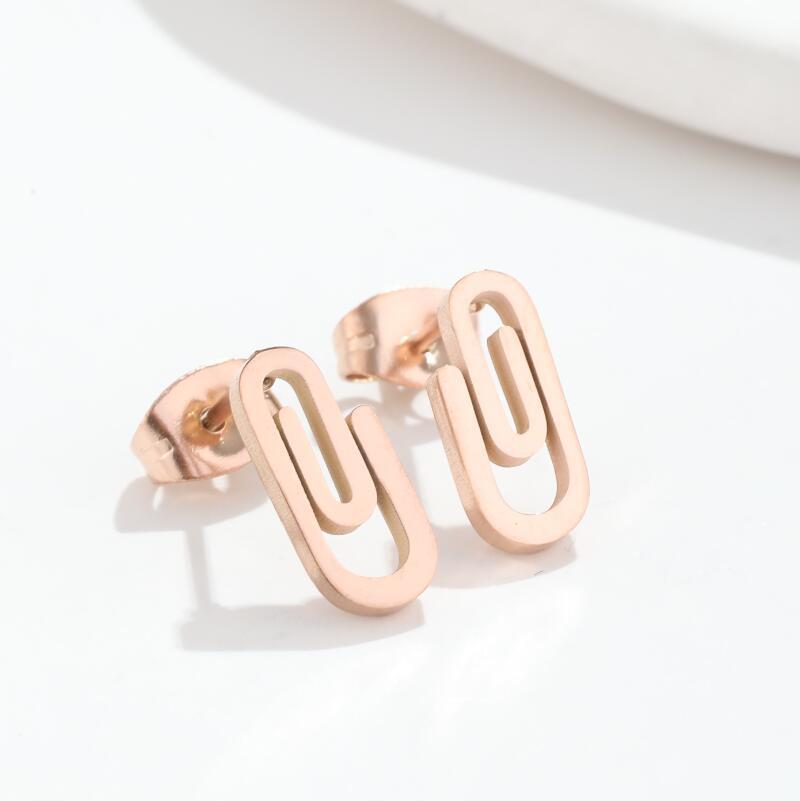 Stainless Steel Clip Ear Studs Geometric Simple Women Earrings-Jewearrings