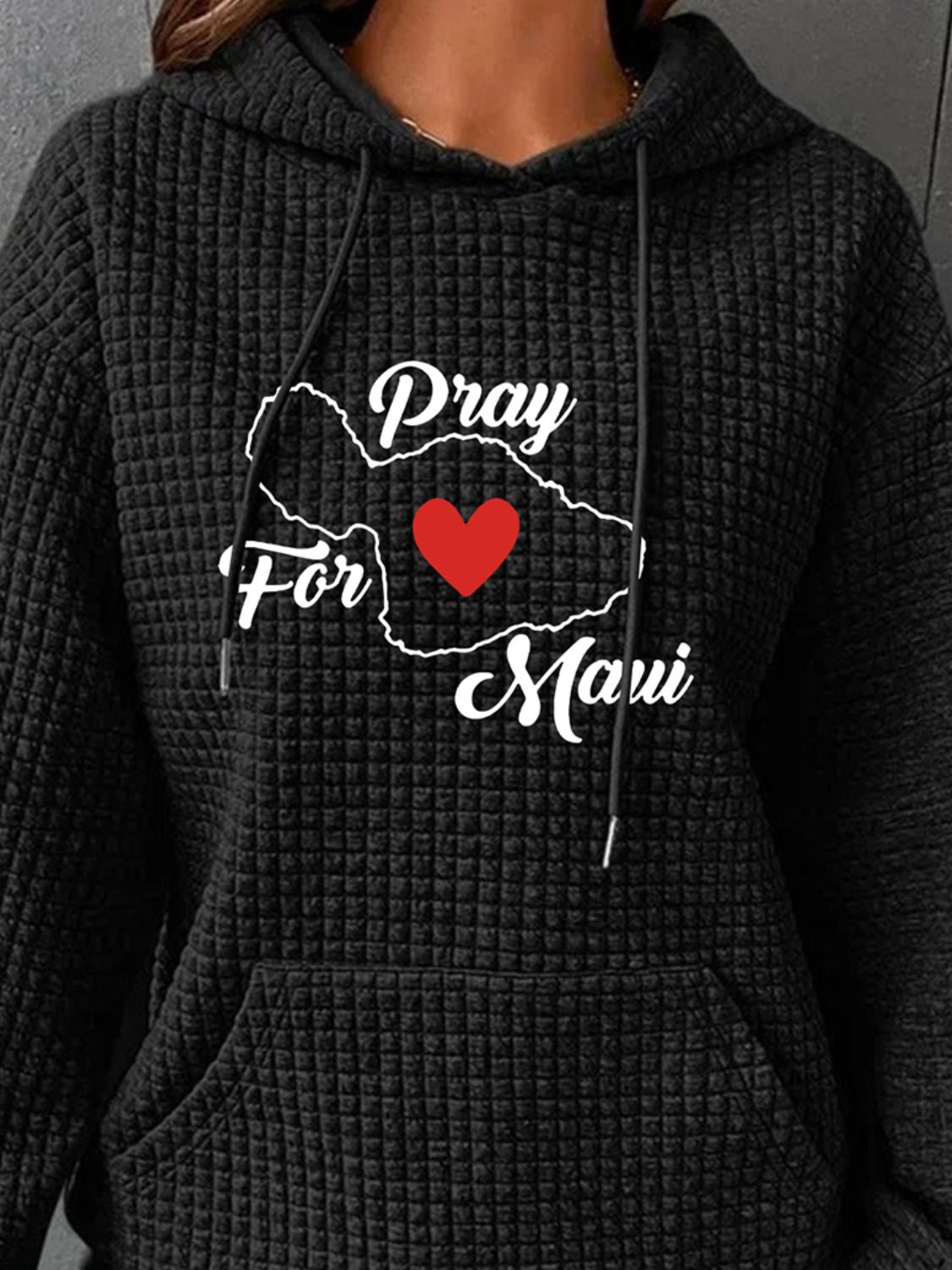 Full Size Graphic Textured Hoodie with Pocket-Jewearrings